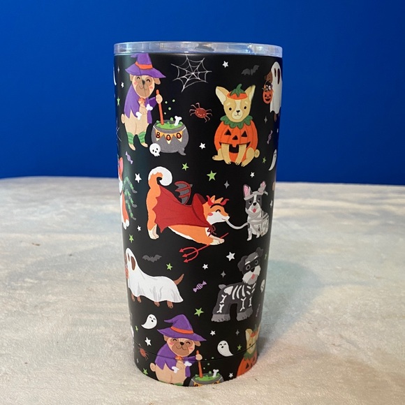 New! Clementine Halloween Dogs in Costumes Black Insulated Stainless Tumbler 👻🐶 - Picture 2 of 8